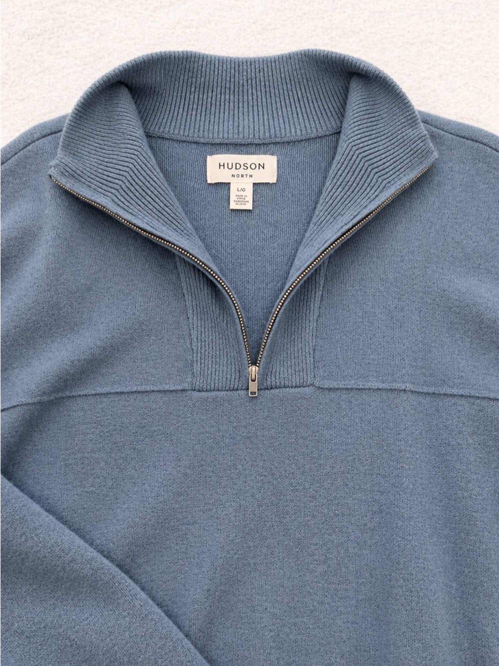 Hudson North Faded Blue Knit Quarter Zip Sweater